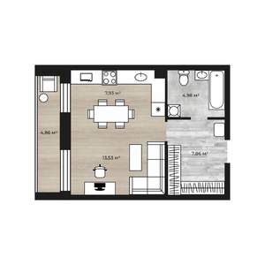 Студия квартира, вторичка, 37м2, 1/18 этаж