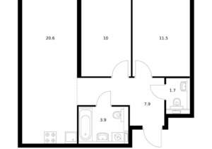 2-к квартира, вторичка, 55м2, 14/17 этаж