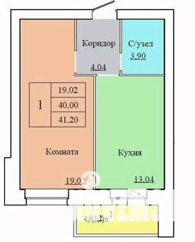 1-к квартира, вторичка, 41м2, 7/12 этаж