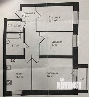 3-к квартира, вторичка, 76м2, 1/4 этаж