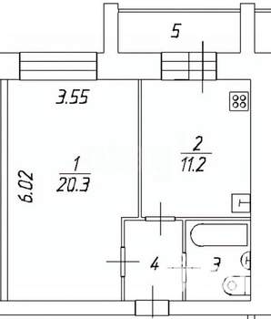1-к квартира, вторичка, 39м2, 4/12 этаж