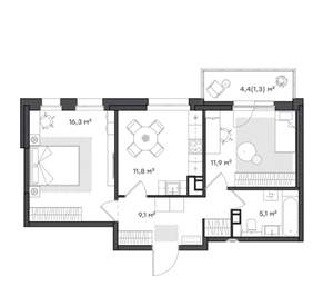 2-к квартира, вторичка, 56м2, 9/9 этаж