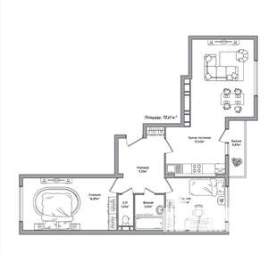 3-к квартира, вторичка, 71м2, 7/10 этаж