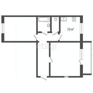 2-к квартира, вторичка, 43м2, 1/1 этаж