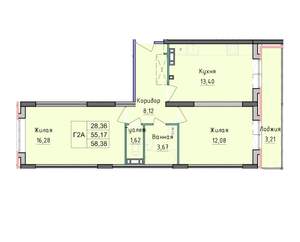 2-к квартира, вторичка, 58м2, 4/9 этаж