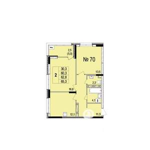 2-к квартира, строящийся дом, 63м2, 8/18 этаж