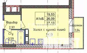 1-к квартира, вторичка, 33м2, 3/18 этаж
