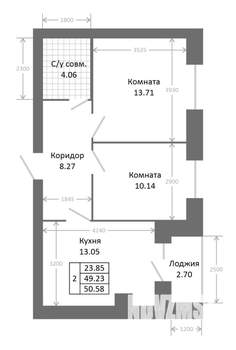 2-к квартира, вторичка, 52м2, 5/5 этаж