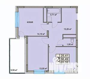 2-к квартира, вторичка, 68м2, 9/18 этаж