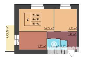 2-к квартира, строящийся дом, 46м2, 9/9 этаж