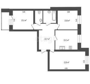 3-к квартира, вторичка, 87м2, 1/10 этаж