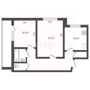 2-к квартира, вторичка, 51м2, 7/9 этаж