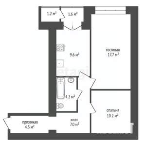 2-к квартира, вторичка, 54м2, 8/15 этаж