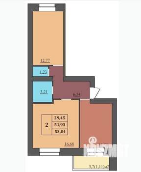 2-к квартира, вторичка, 53м2, 8/9 этаж