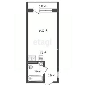 Студия квартира, вторичка, 26м2, 6/10 этаж