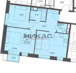2-к квартира, вторичка, 53м2, 7/11 этаж