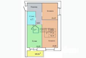 2-к квартира, вторичка, 59м2, 9/12 этаж