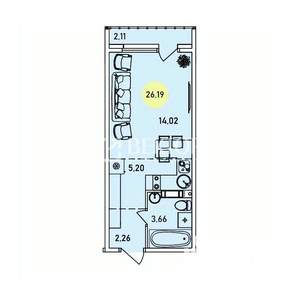 Студия квартира, вторичка, 26м2, 9/9 этаж
