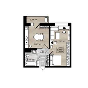 1-к квартира, вторичка, 40м2, 18/18 этаж