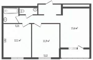 2-к квартира, вторичка, 53м2, 4/17 этаж