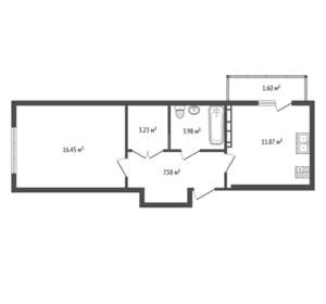 1-к квартира, вторичка, 45м2, 2/10 этаж