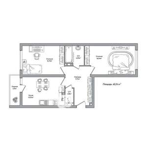2-к квартира, строящийся дом, 60м2, 1/14 этаж