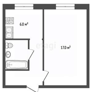 1-к квартира, вторичка, 30м2, 1/9 этаж