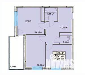 2-к квартира, вторичка, 68м2, 1/18 этаж