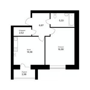 1-к квартира, вторичка, 48м2, 1/5 этаж