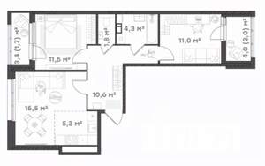 2-к квартира, вторичка, 64м2, 17/18 этаж