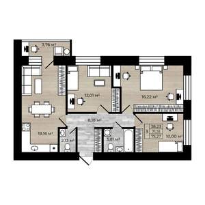 3-к квартира, вторичка, 75м2, 4/9 этаж