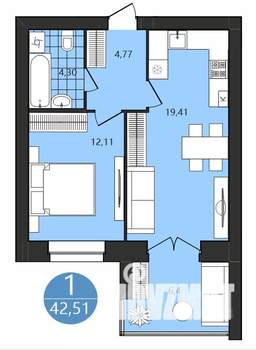 1-к квартира, вторичка, 43м2, 3/4 этаж