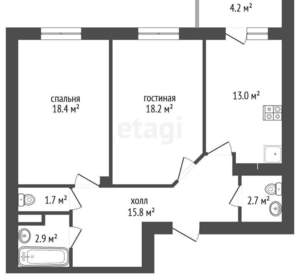 2-к квартира, вторичка, 77м2, 2/6 этаж