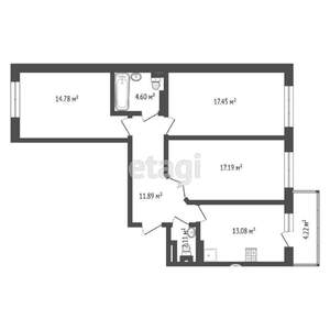 3-к квартира, вторичка, 81м2, 2/20 этаж