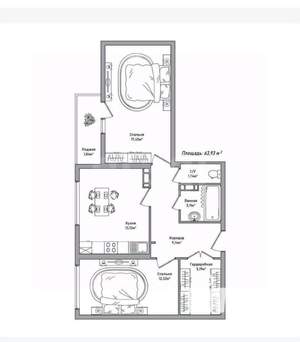 2-к квартира, вторичка, 64м2, 4/10 этаж