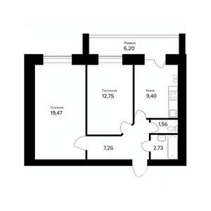 2-к квартира, вторичка, 56м2, 5/5 этаж