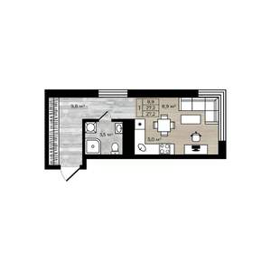Студия квартира, вторичка, 24м2, 9/9 этаж