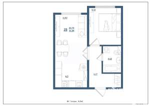 2-к квартира, строящийся дом, 37м2, 8/17 этаж