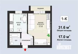 1-к квартира, вторичка, 32м2, 2/4 этаж