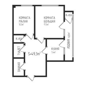 2-к квартира, вторичка, 49м2, 4/12 этаж