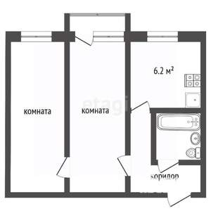 2-к квартира, вторичка, 43м2, 2/5 этаж