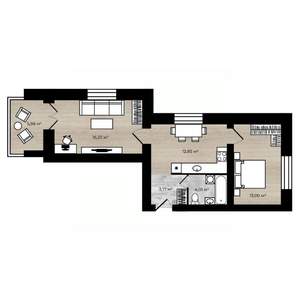 2-к квартира, строящийся дом, 53м2, 4/9 этаж