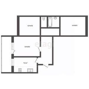3-к квартира, вторичка, 64м2, 1/9 этаж