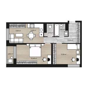 3-к квартира, вторичка, 57м2, 2/18 этаж