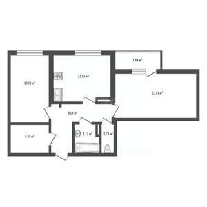 2-к квартира, вторичка, 64м2, 6/10 этаж