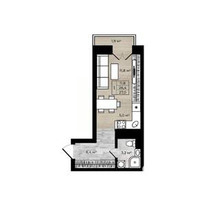 Студия квартира, вторичка, 27м2, 8/12 этаж