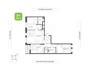 3-к квартира, вторичка, 86м2, 4/18 этаж