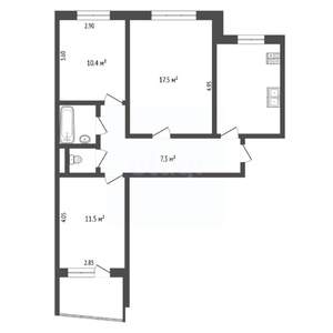 3-к квартира, вторичка, 63м2, 3/9 этаж