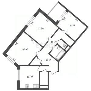 3-к квартира, вторичка, 67м2, 3/10 этаж