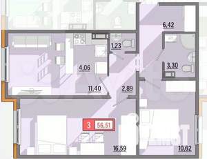 3-к квартира, вторичка, 57м2, 5/8 этаж